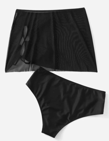 Set chilot si fusta de baie SHEIN CURVE, negru, 1 XL