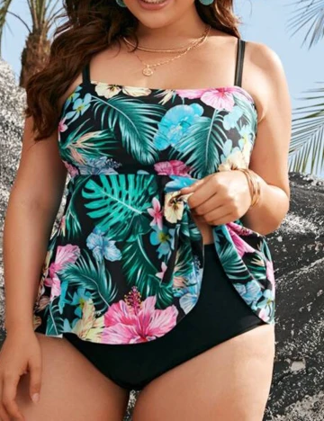 Costum de baie SHEIN CURVE, floral, 1 XL