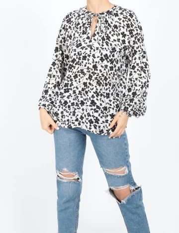 Bluza Reserved, alb-negru, 36 Alb