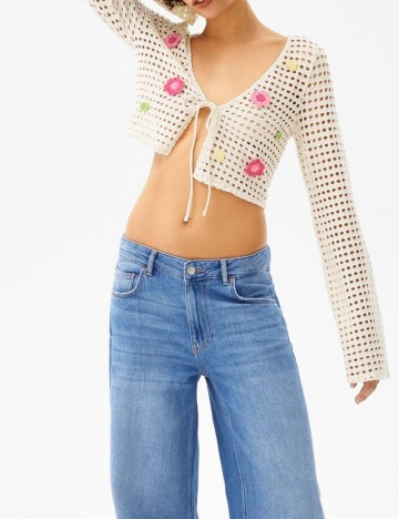 Top Bershka, crem, L