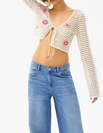 Top Bershka, crem, L Crem