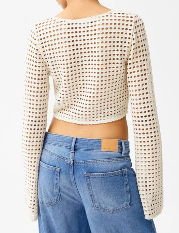 Top Bershka, crem, L Crem
