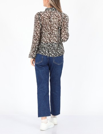 Camasa Stradivarius, negru floral, M