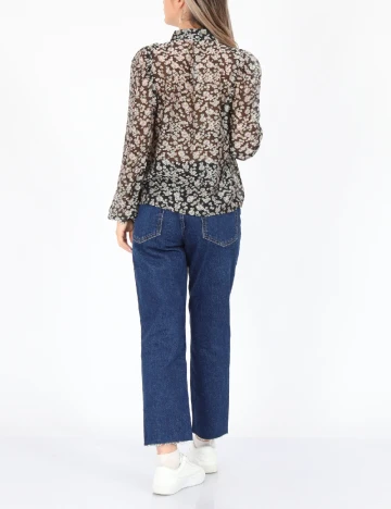 Camasa Stradivarius, negru floral, M