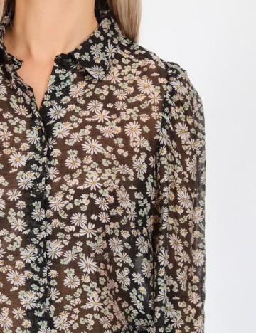 Camasa Stradivarius, negru floral, M