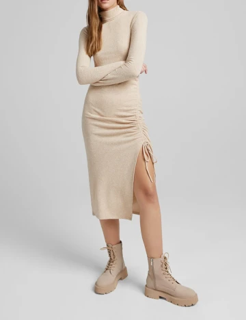 Rochie medie Bershka, crem, XS