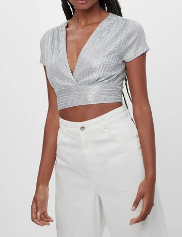 Top Bershka, argintiu, S