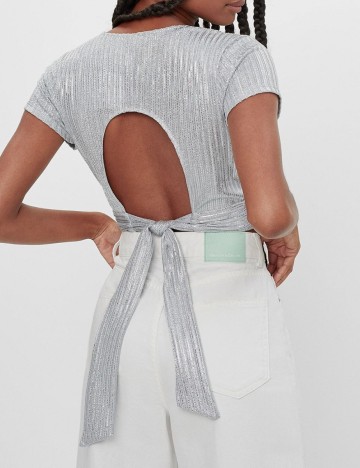 Top Bershka, argintiu, S