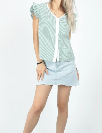 Camasa SHEIN, alb/verde, S