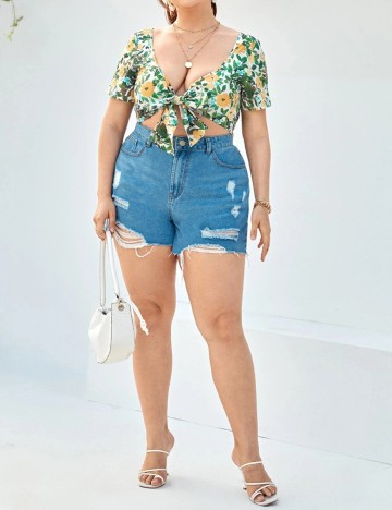 Top SHEIN CURVE, floral, 0 XL