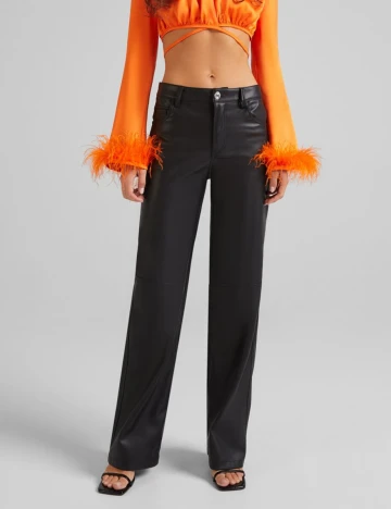 Pantaloni Bershka, negru, L Negru