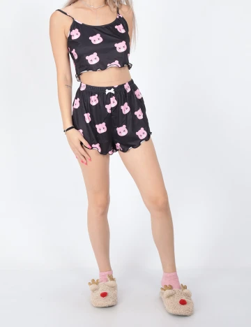 Pijama Romwe, negru, M
