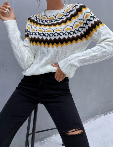 Pulover SHEIN, alb, M