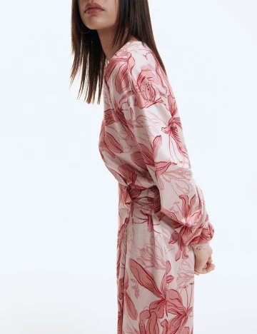 Rochie medie Reserved, roz pudra, S