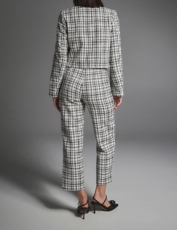 Pantaloni Reserved, alb-negru, M Alb