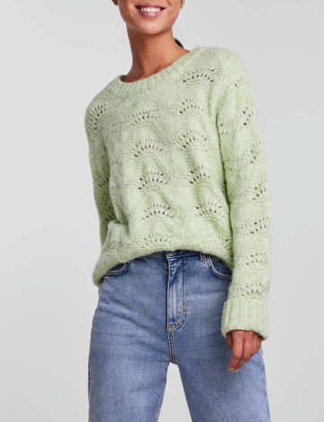 Pulover Pieces, verde, XL