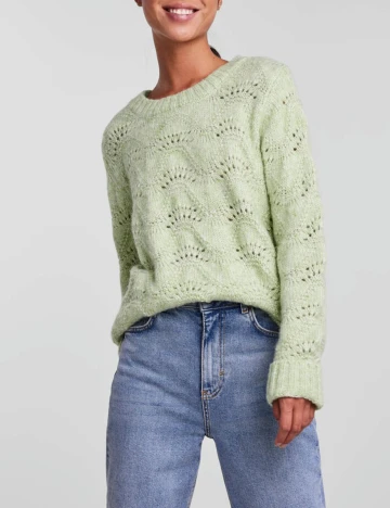 Pulover Pieces, verde, XL