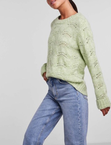 Pulover Pieces, verde, XL