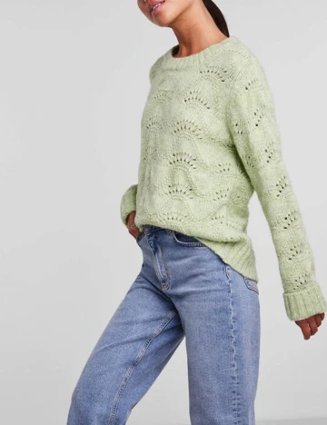 Pulover Pieces, verde, XL
