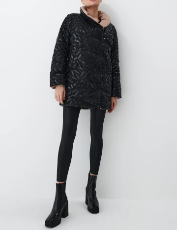 Geaca Reserved, crem/negru