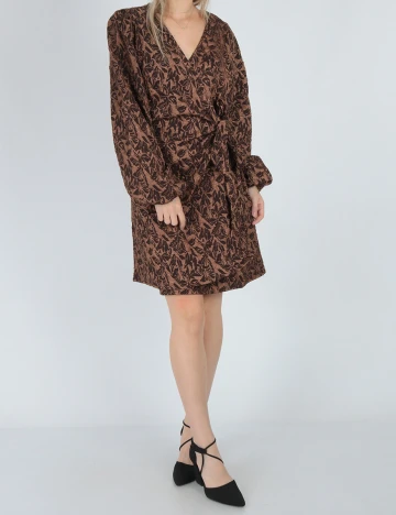 Rochie scurta Pieces, maro, L