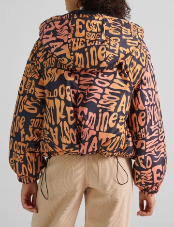 Geaca Bershka, negru/portocaliu, S