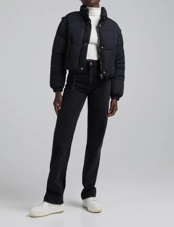 Geaca Bershka, negru, S