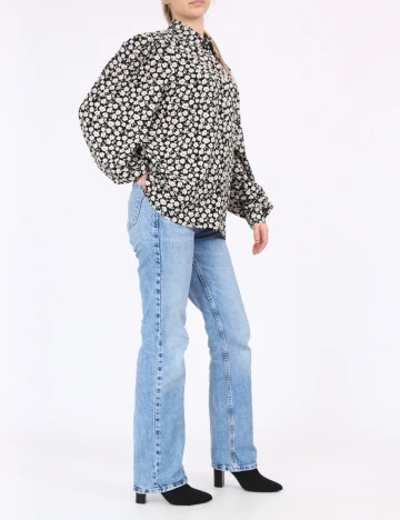 Camasa Pieces, negru floral, M