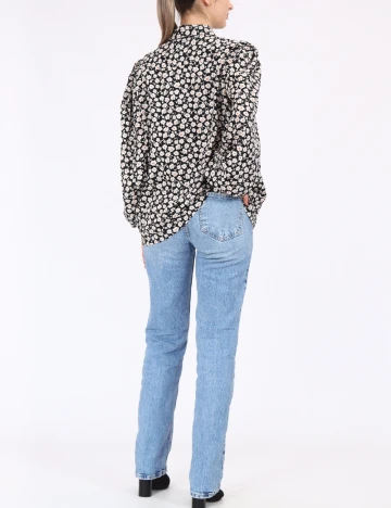 Camasa Pieces, negru floral, M