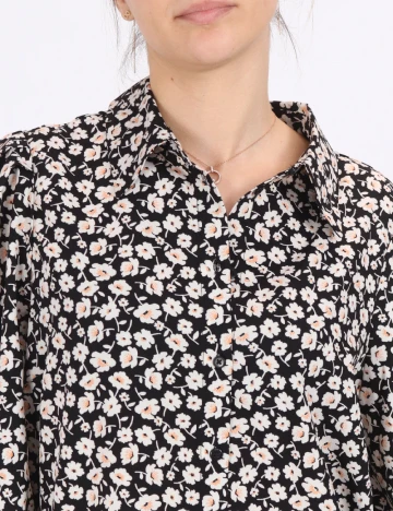 Camasa Pieces, negru floral, M