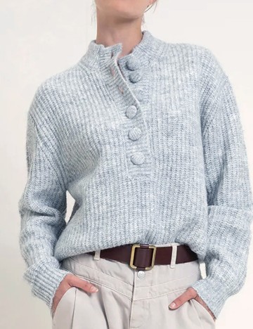 Pulover Pieces, bleu, L