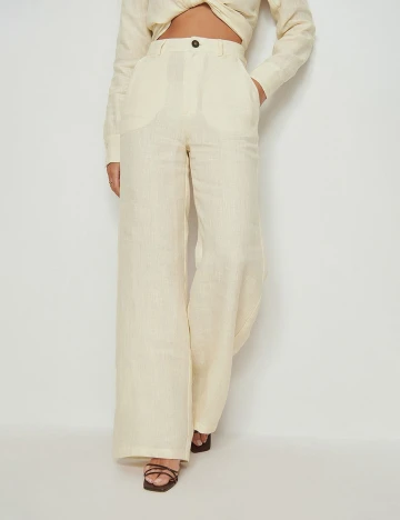 Pantaloni NA-KD, crem, 36