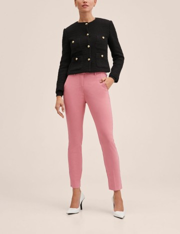 Pantaloni Mango, roz