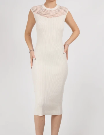 Rochie medie Marciano Guess, ecru Alb