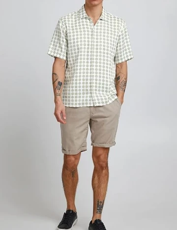 Camasa Casual Friday, alb/verde