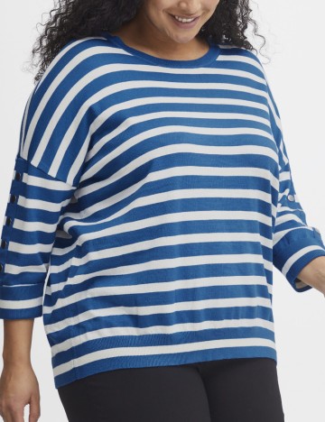 
						Bluza Fransa Curve, alb/albastru