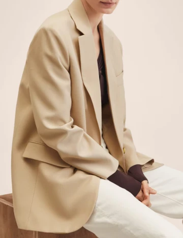 Sacou Oversize Mango, crem Crem