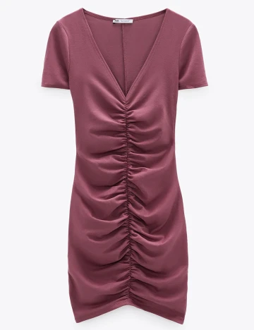 Rochie Zara, roz pudra inchis, S