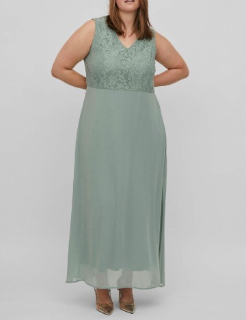 Rochie lunga Plus Size EVOKED VILA, verde