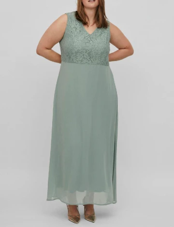 Rochie lunga Plus Size EVOKED VILA, verde Verde