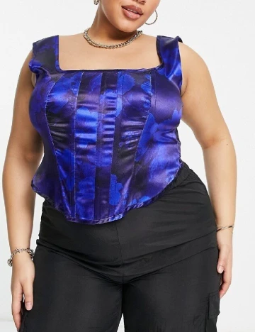 Top Reclaimed Vintage Plus Size, bleumarin Albastru