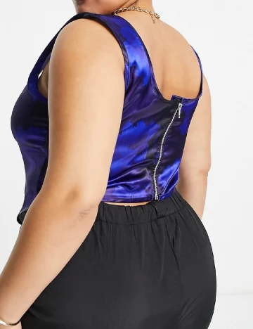 Top Reclaimed Vintage Plus Size, bleumarin Albastru