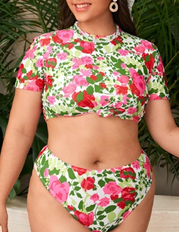 Costum de baie SHEIN CURVE, floral print Floral print