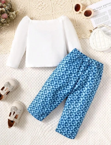 Compleu Shein Kids, alb/albastru Albastru