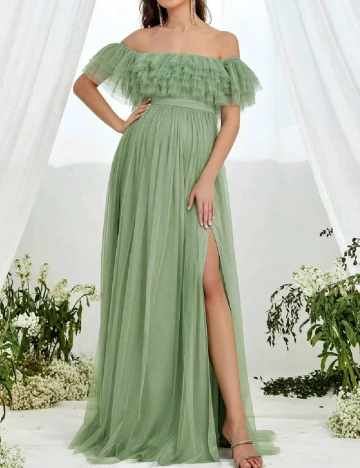 Rochie lunga SHEIN Maternity, verde