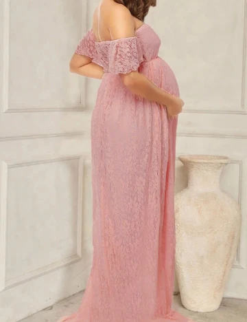 Rochie lunga SHEIN Maternity, roz pudra