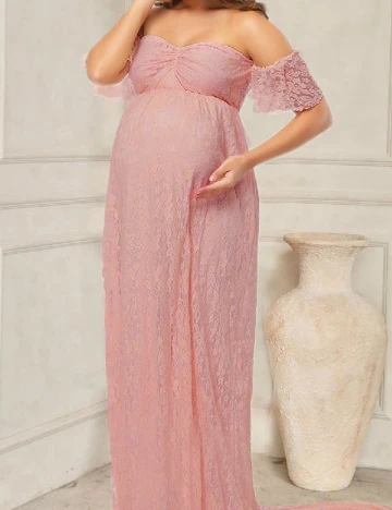 Rochie lunga SHEIN Maternity, roz pudra