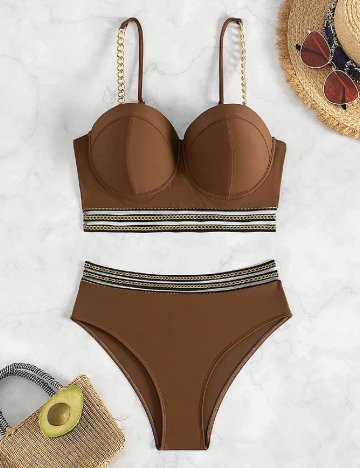 Costum de baie SHEIN, maro Maro