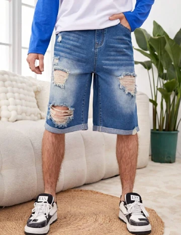 Pantaloni scurti Shein Kids, albastru Albastru