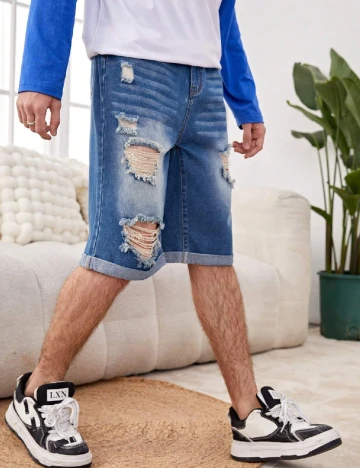 Pantaloni scurti Shein Kids, albastru Albastru